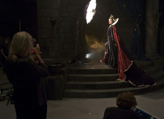 In this handout image provided by Disney Parks, Olivia Wilde portrays the Evil Queen from Disney's "Snow White and the Seven Dwarfs" in a new image created by world-renowned photographer Annie Leibovitz for Disney Parks.  Here, Olivia Wilde and Annie Leibovitz are shown during the photo shoot on October 1, 2010, in New York.