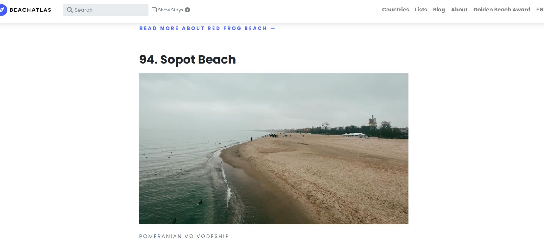 Plaża w Sopocie zajęła 94. miejsca