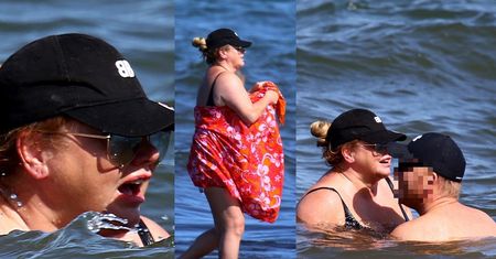 Katarzyna Niezgoda pluska się z partnerem wśród fal zimnego Bałtyku (ZDJĘCIA)