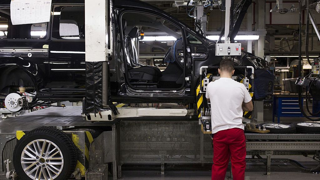 Volkswagen AG Automobile Manufacture In Poland
A worker uses a machine to fit the wheel assembly of a Volkswagen AG Caddy van on the production line at the VW plant in Poznan, Poland, on Wednesday, Dec. 22, 2015. Volkswagen's struggles mark a stark contrast to a buoyant recovery in Europe's auto market. Photographer: Bartek Sadowski/Bloomberg via Getty Images
Bloomberg
Poland, Polish, Eastern Europe, Auto, EMEA, Europe, Auto Industry, Autos, Automaker, Car, Industry: Industrial, Carmaker, Cars, Factory, Worker, Vehicle, Plant, Transport, Labor, Laborer