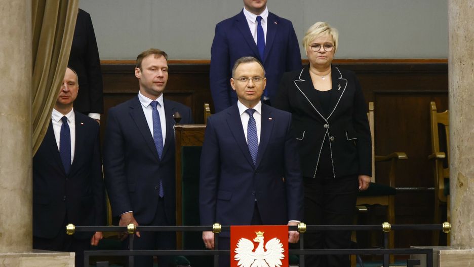 Marcin Mastalerek, prezydent Andrzej Duda i Grazyna Ignaczak-Bandych