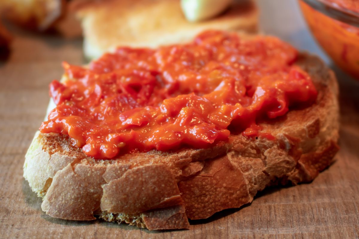 Ajvar can be used as a sauce for grilled dishes, but also as a usual spread for sandwiches.