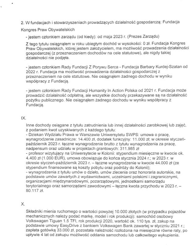 Oświadczenie majątkowe Adama Bodnara 