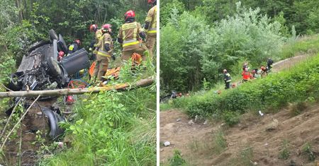 Auto spadło z wiaduktu, tragiczny finał wypadku. Nie żyją dwie osoby