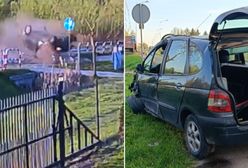 Wyleciał z drogi, ściął latarnię i dachował. Wszystko nagrała kamera