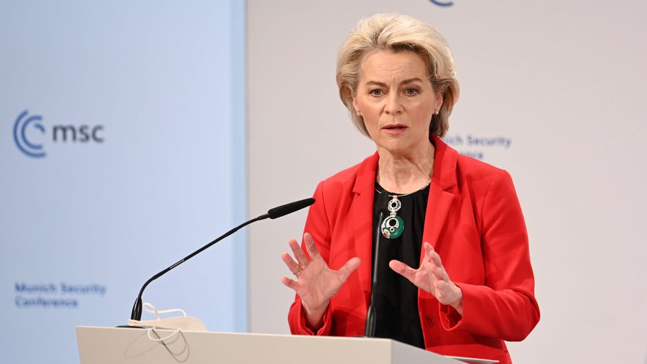 Munich Security Conference19 February 2022, Bavaria, Munich: Ursula von der Leyen, President of the European Commission, delivers a speech during the second day of the Munich Security Conference. Photo: Tobias Hase/dpa Dostawca: PAP/DPA.Tobias Hase