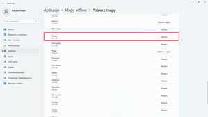 Windows 11: wybieram kraj, którego mapę chcemy pobrać