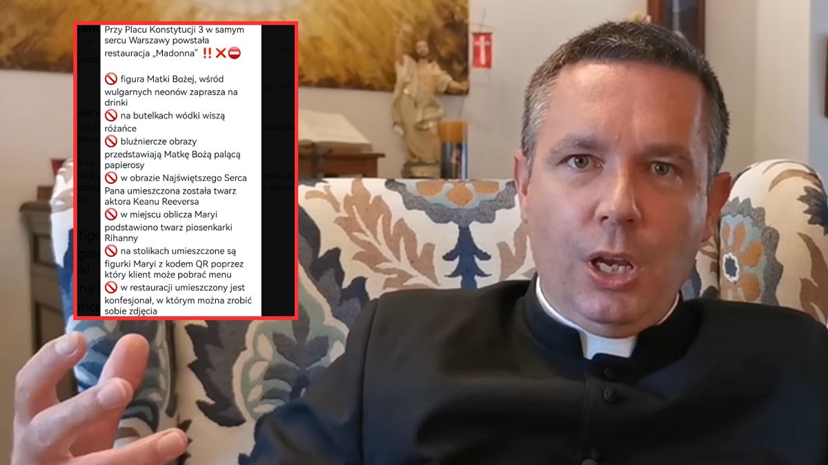Ks. Wachowiak nawiązuje do gestu Brauna. Mówi o "szyderstwie z katolicyzmu" w restauracji. 