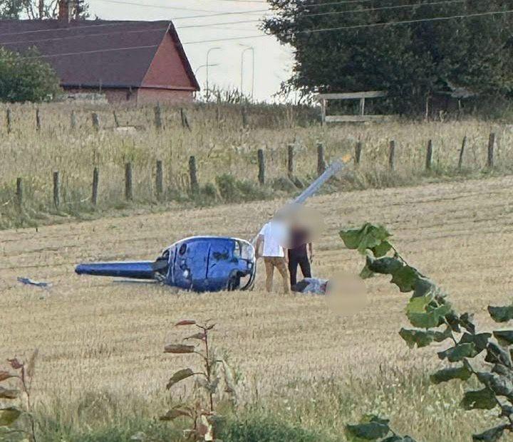 Błaziny Dolne: Katastrofa śmigłowca. Maszyna uderzyła w ziemię. Są ranni
