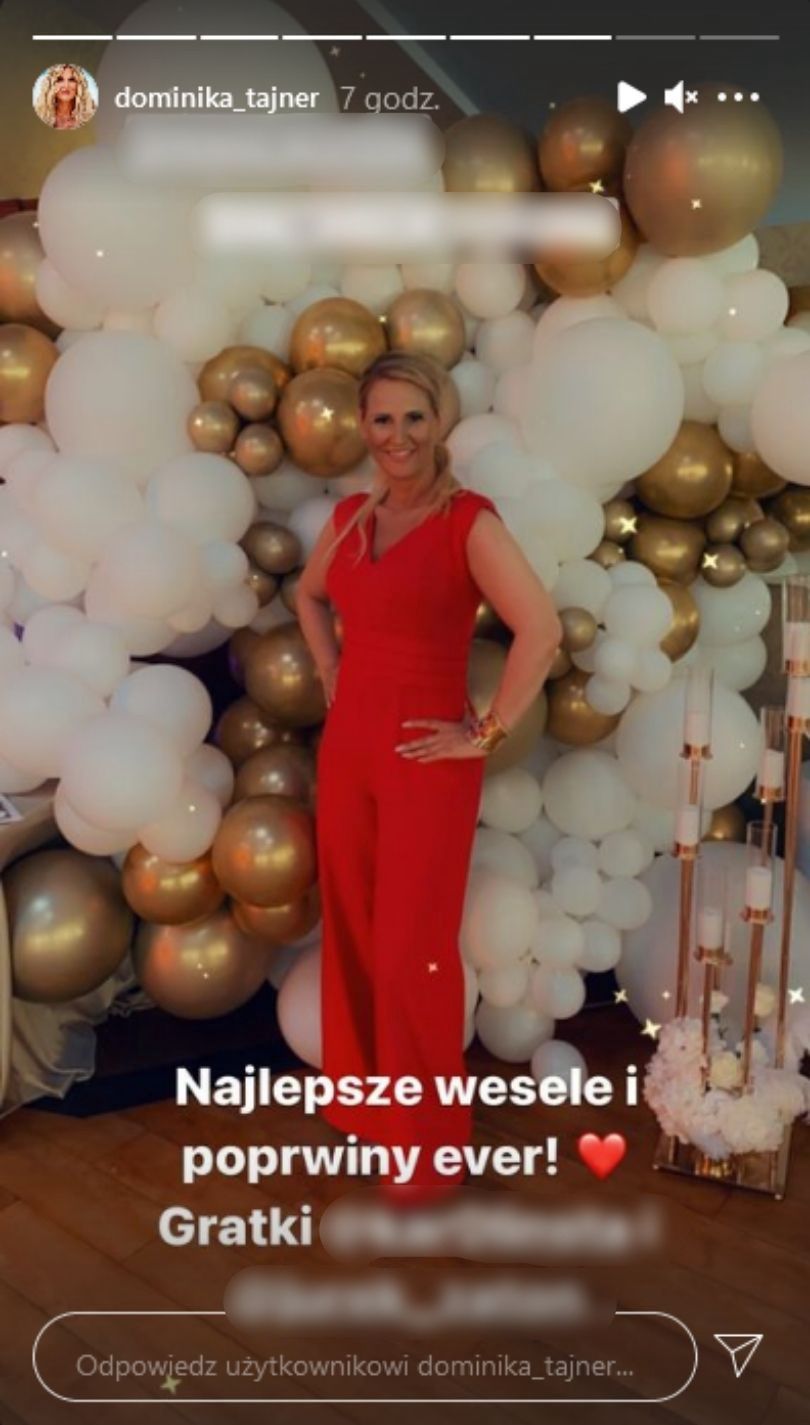 Dominika Tajner bawi się na poprawinach z Michałem Wiśniewskim i jego byłą żoną