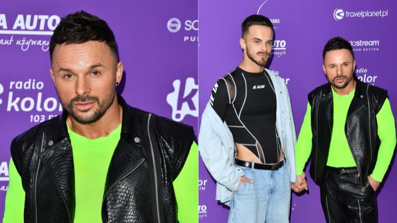 Qczaj pozuje  z ukochanym na ściance