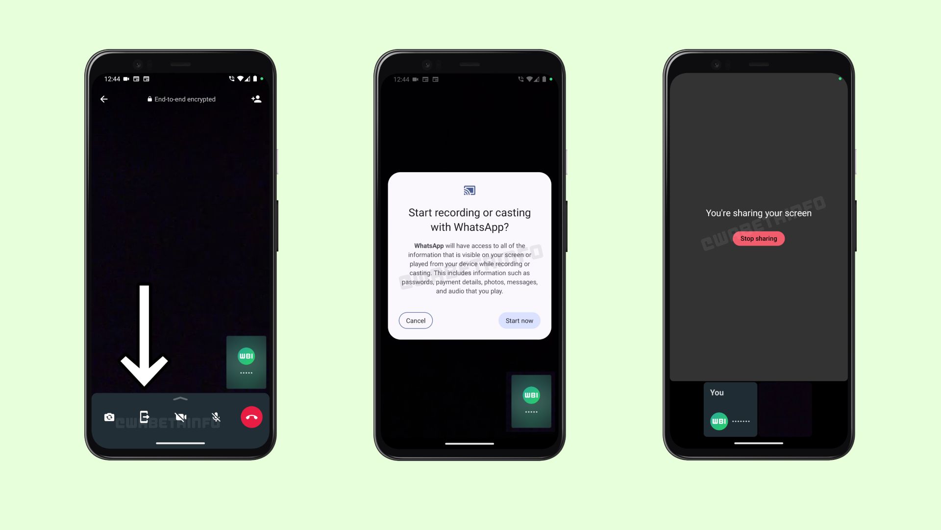 Udostępnianie ekranu przez WhatsAppa