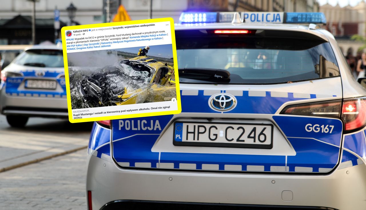 Jechał prostą drogą. Mustang w płomieniach. Kupił go dzień wcześniej