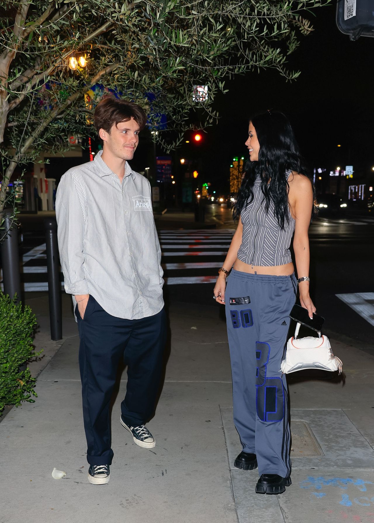 LOS ANGELES, CA - MAY 10: Cruz Beckham and BBY Ivy are seen leaving Osteria Mozza Restaurant on May 10, 2024 in Los Angeles, California.  (Photo by Rachpoot/Bauer-Griffin/GC Images)