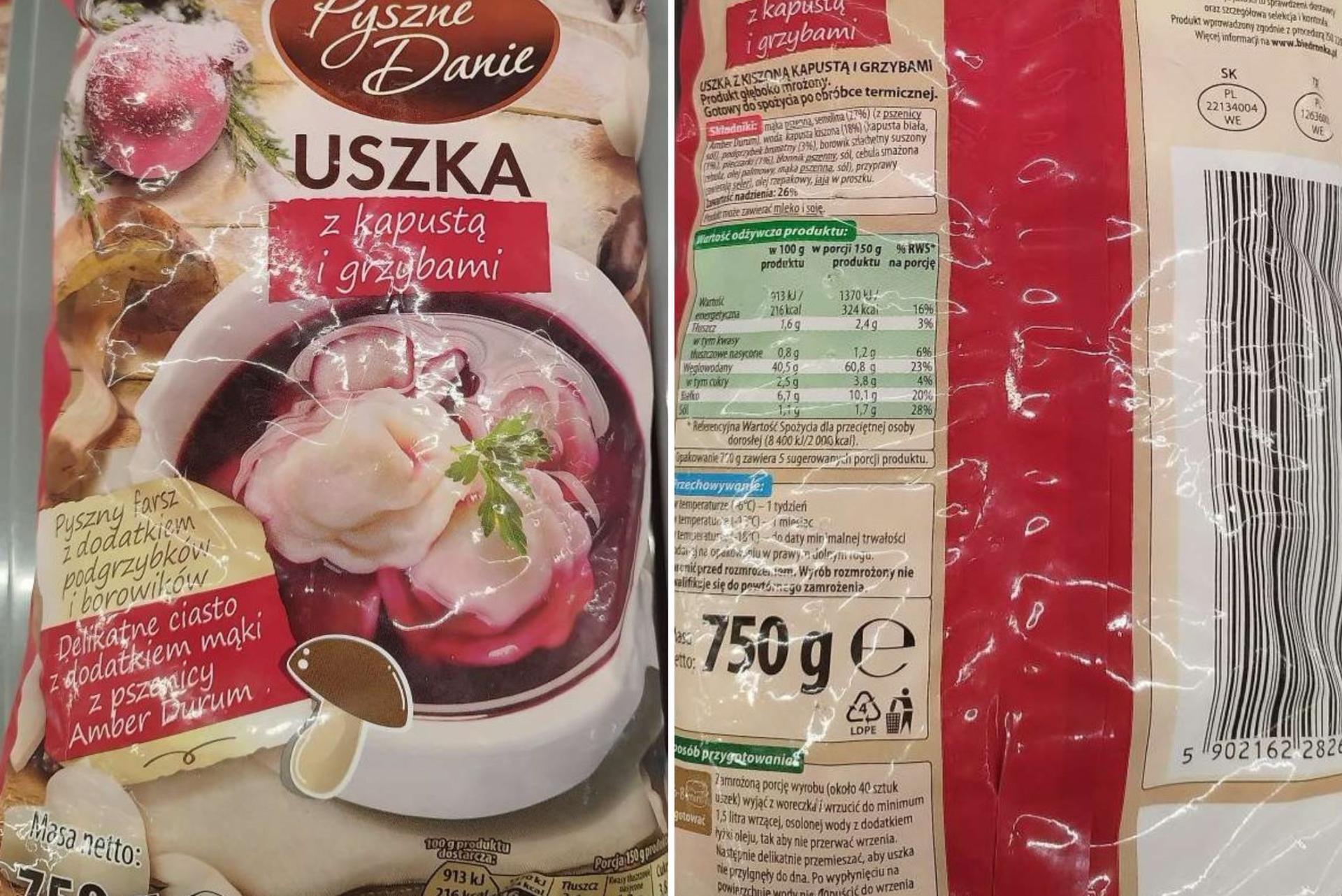 Pyszne Danie &quot;Uszka z kapustą i grzybami&quot; mrożone
