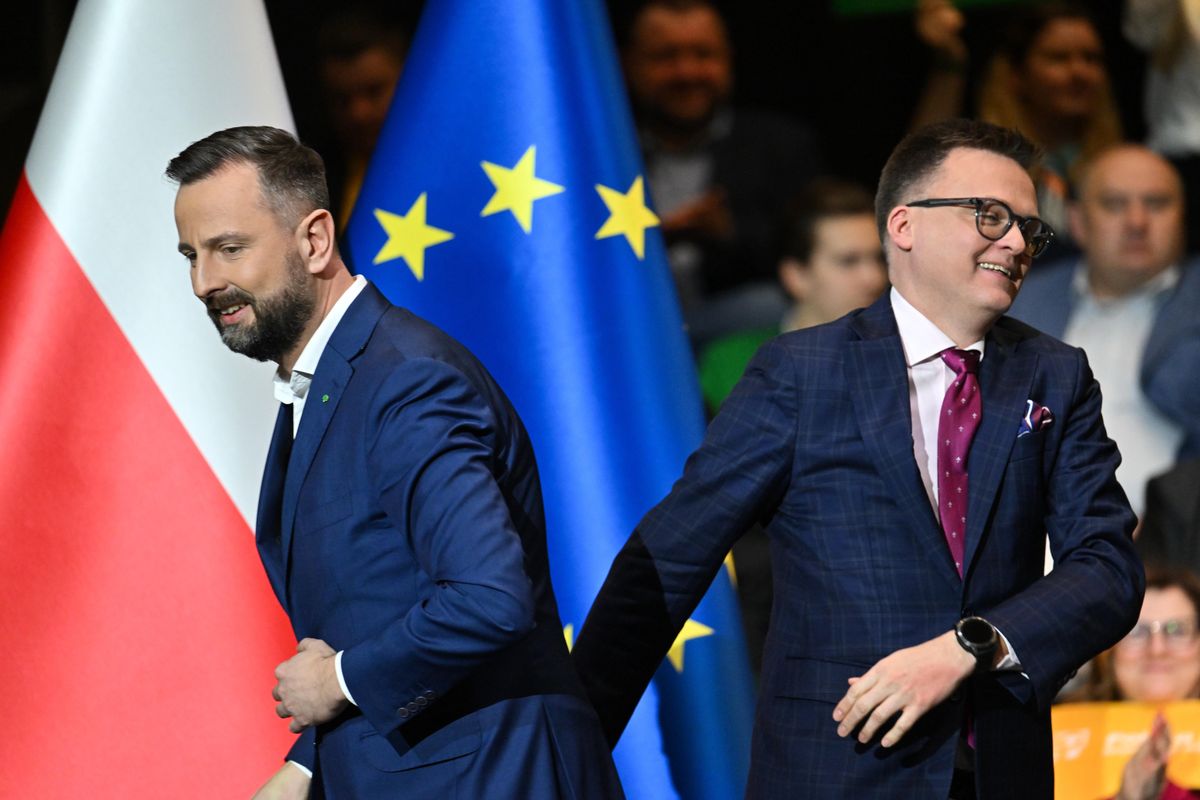 Liderzy Trzeciej Drogi Władysław Kosiniak-Kamysz i Szymon Hołownia nie są zadowoleni z wyniku Trzeciej Drogi w wyborach do PE 
