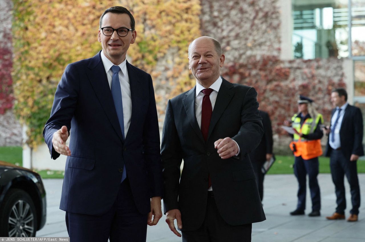 Premier Mateusz Morawiecki i kanclerz Olaf Scholz