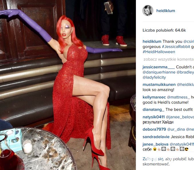 Heidi Klum jako Jessica Rabbit, Halloween 2015
