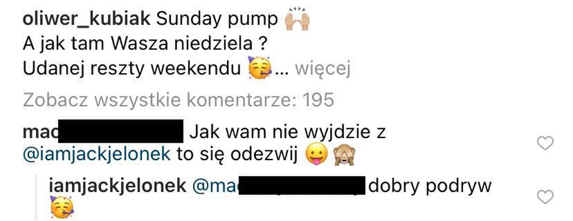 Jacek Jelonek odpowiada na komentarz pod zdjęciem Oliwera Kubiaka