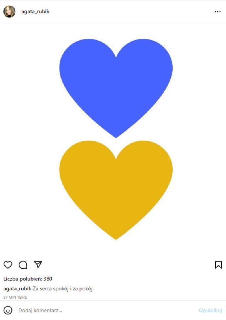 Agata Rubik solidaryzuje się z Ukrainą