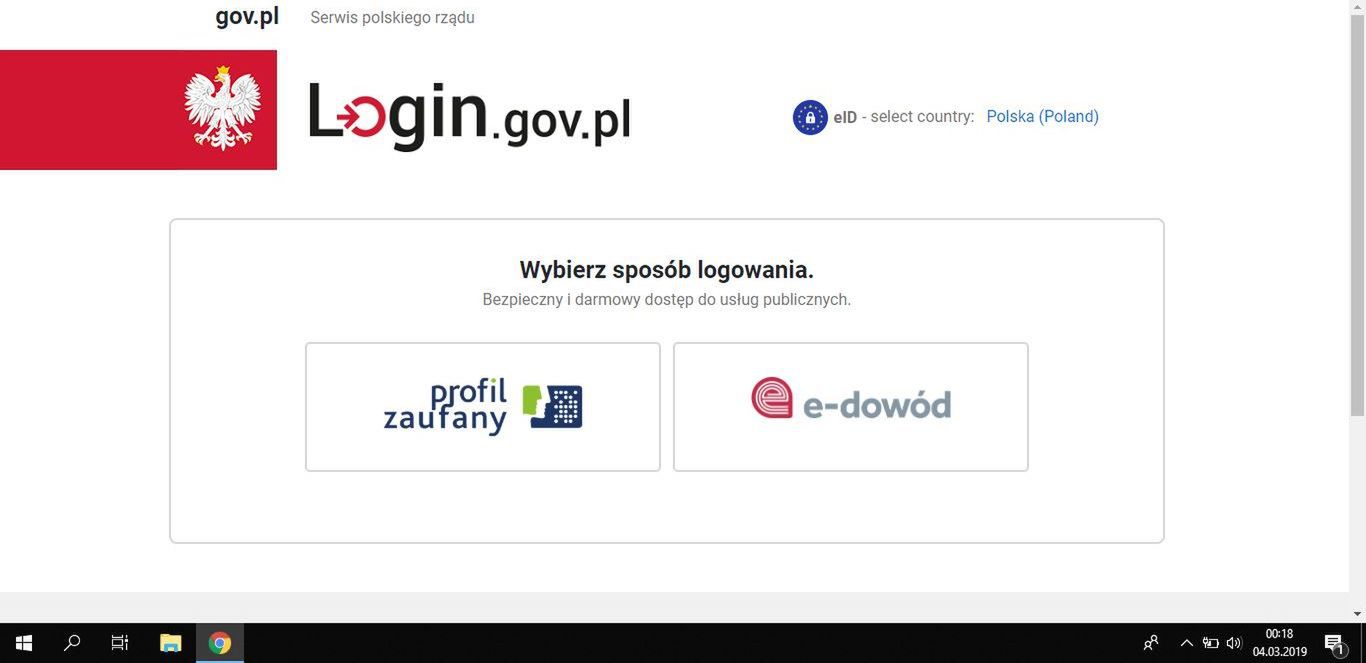 Wybór metody logowania 
