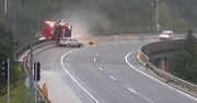 Przerażające nagranie z Lublany. Tir runął w przepaść