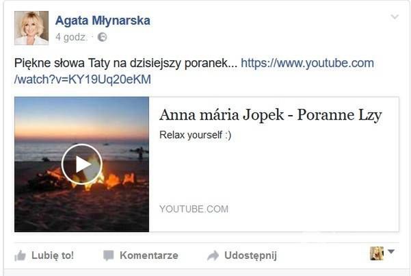 Agata Młynarska żegna tatę na Facebooku
