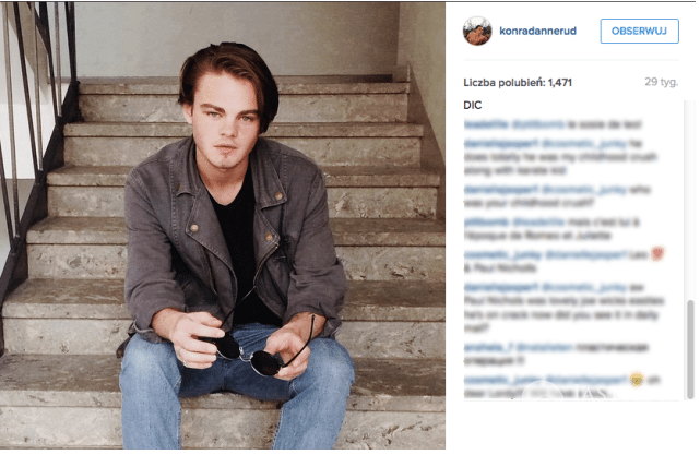 Konrad Annerund, sobowtór Leonardo DiCaprio, fot: Instagram