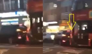 Autobus taranował samochód. W aucie płakało dziecko. Przechodnie próbowali zatrzymać kierowcę