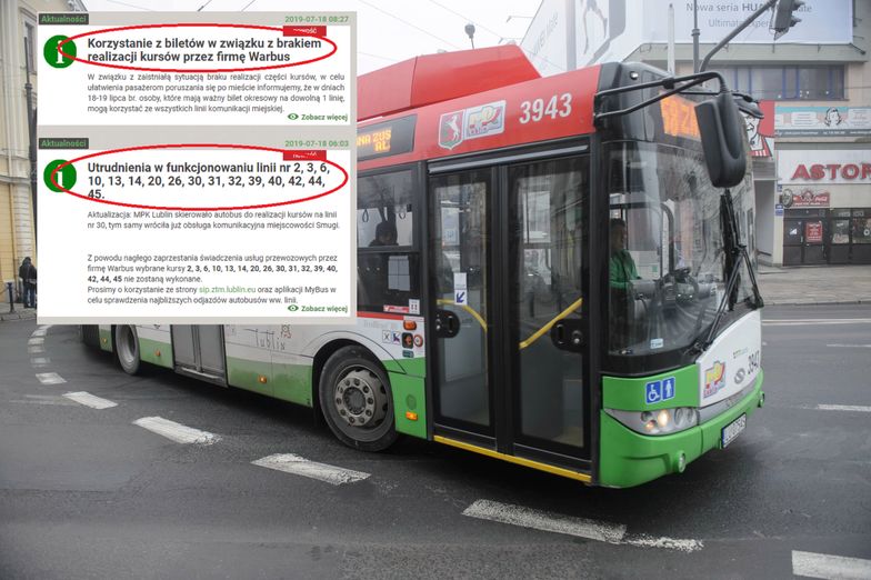 Warbus przestał jeździć w Lublinie. ZTM ma problem, pasażerowie muszą liczyć się z utrudnieniami