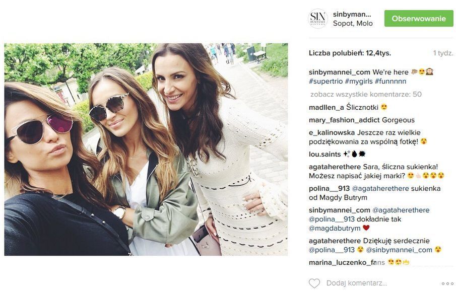 Anna Lewandowska, Marina Łuczenko-Szczęsna, Sara Boruc (fot. Insatagram)