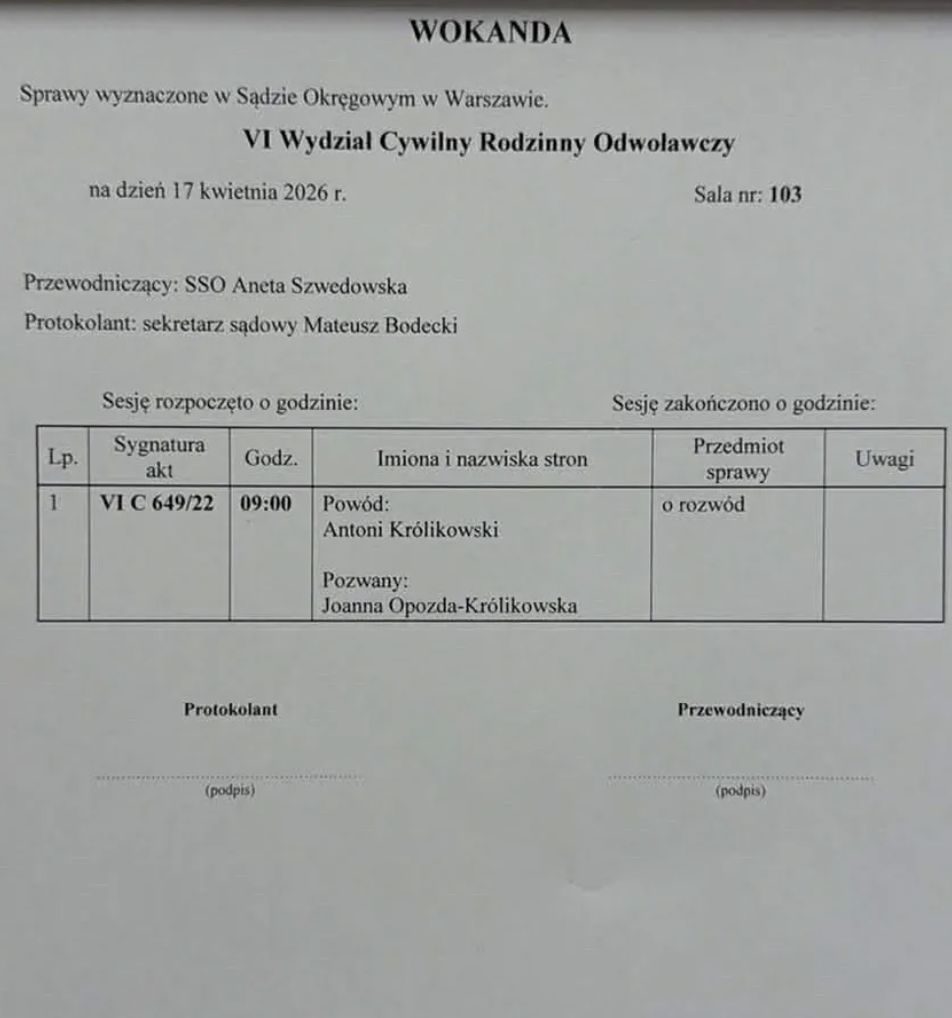 Potwierdzenie rozprawy Królikowskiego i Opozdy