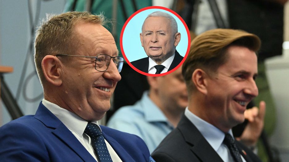 Robert Telus i Rafał Romanowski oraz Jarosław Kaczyński