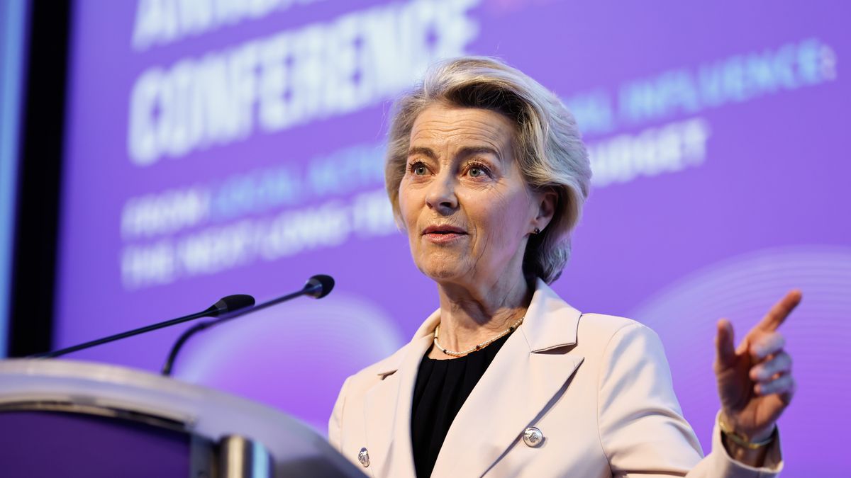Ursula von der Leyen, president of the European Commission, at the Annual European Union Budget Conference 2025 in Brussels, Belgium, on Tuesday, May 20, 2025. UK Prime Minister Keir Starmer heralded a "landmark deal" between the UK and the European Union on Monday that he billed as a reset moment for relations under his government. Photographer: Simon Wohlfahrt/Bloomberg via Getty Images