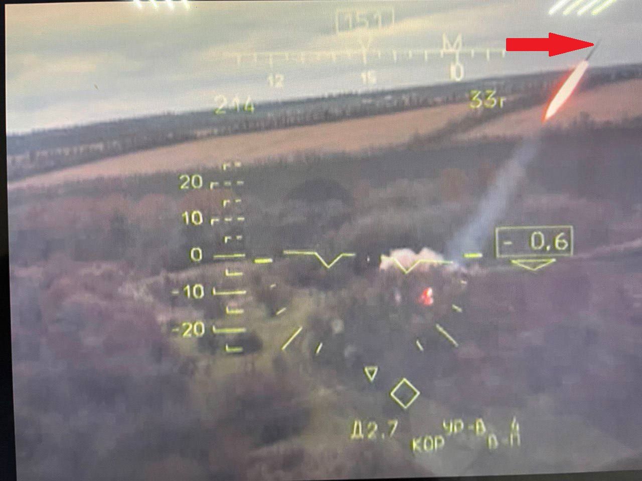 A pilot of a Russian helicopter avoiding a salvo from a BM-27 Uragan or BM-21 Grad multiple rocket launcher.