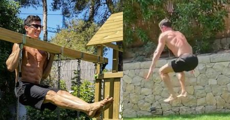 Skoczny jak żabka Robert Lewandowski robi trening na PLACU ZABAW. Fajnie? (ZDJĘCIA)