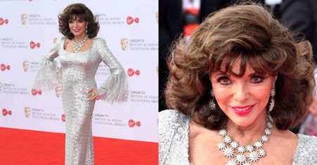 Dekolt niemal już 84-letniej Joan "Alexis" Collins na czerwonym dywanie (ZDJĘCIA)