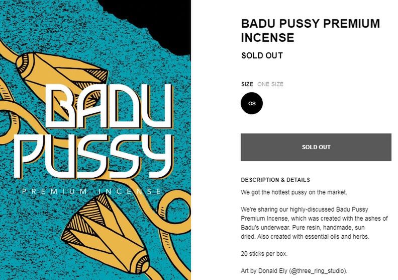 Opis produktu na stronie Erykah Badu