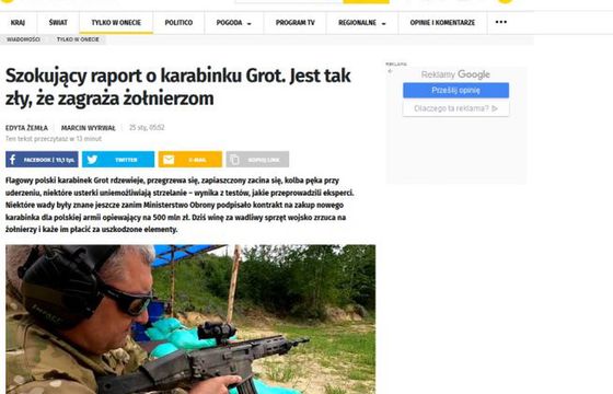 „Łucznik” pozwał wydawcę Onetu i autorów tekstu o karabinku Grot. Chce 1 mln zł zadośćuczynienia