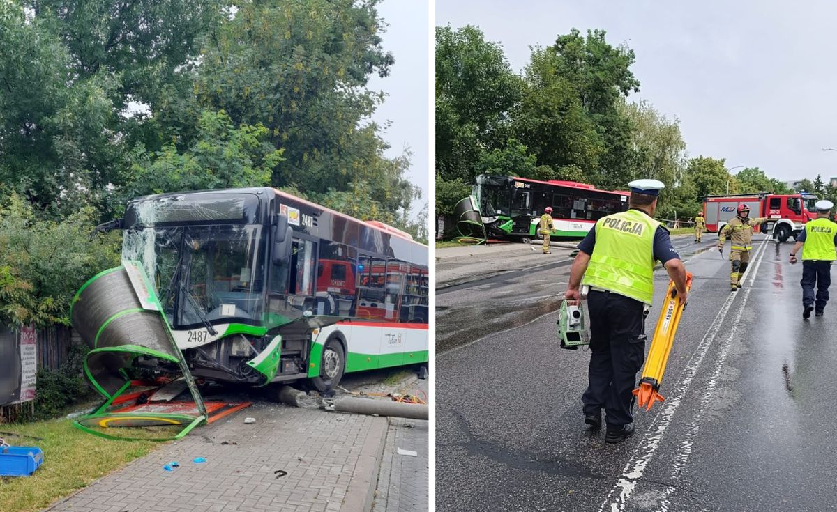 Autobus wjechał w przystanek
