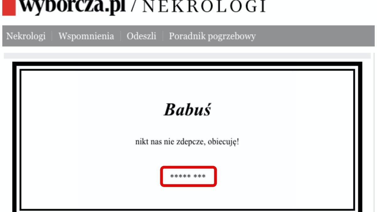 Zaskakujący nekrolog na stronie internetowej "Gazety Wyborczej"