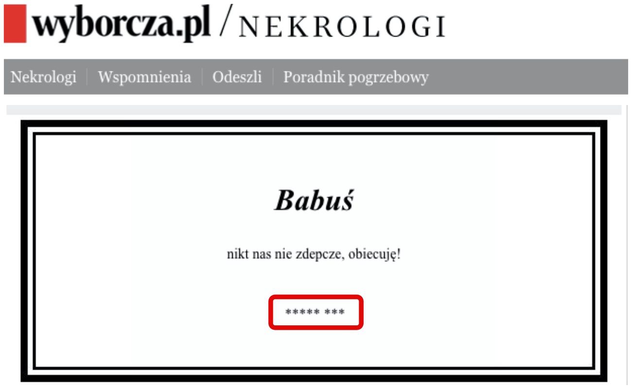 Strajk Kobiet. Wulgarne hasło "***** ***" w nekrologu. To nie "fake"