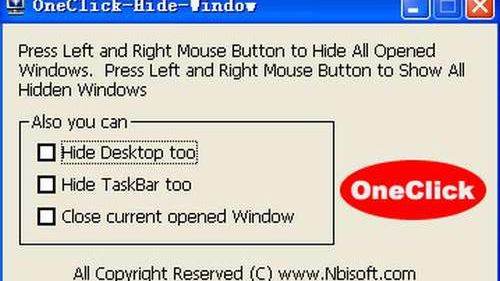 OneClickHideWindow w ułamku sekundy ukryje otworzone programy 1