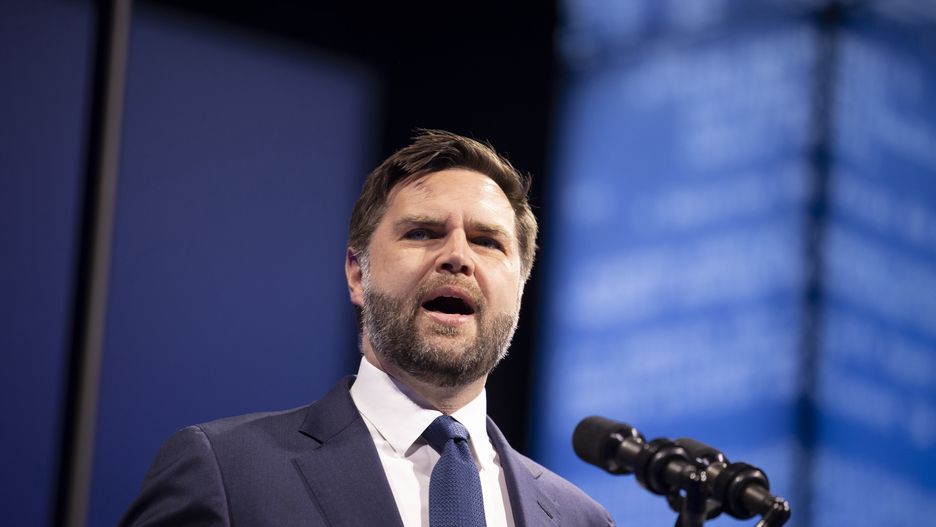 US Vice President JD Vance speaks during the Bitcoin 2025 conference in Las Vegas, Nevada, US, on Wednesday, May 28, 2025. The event will examine Bitcoin's evolving global impact, with speakers from education, policy, finance, and technology. Photographer: Ronda Churchill/Bloomberg via Getty Images