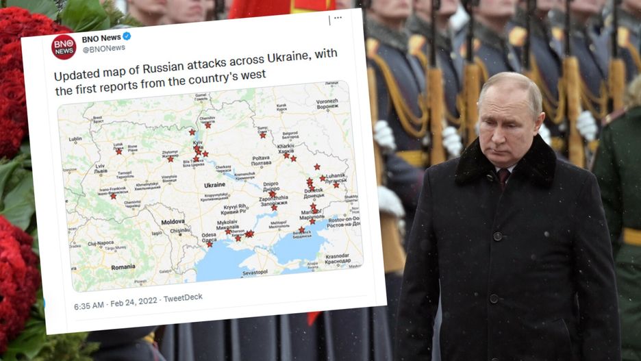 Inwazja Rosji na Ukrainę - mapa ataków 