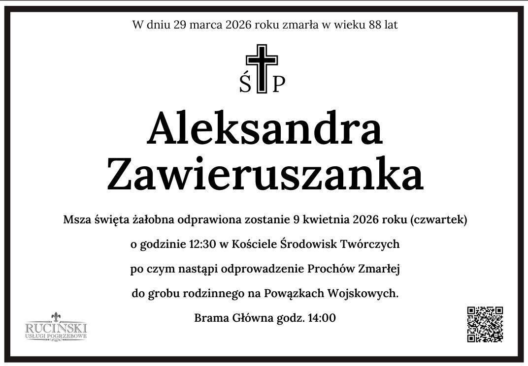 Nekrolog Aleksandry Zawieruszanki.