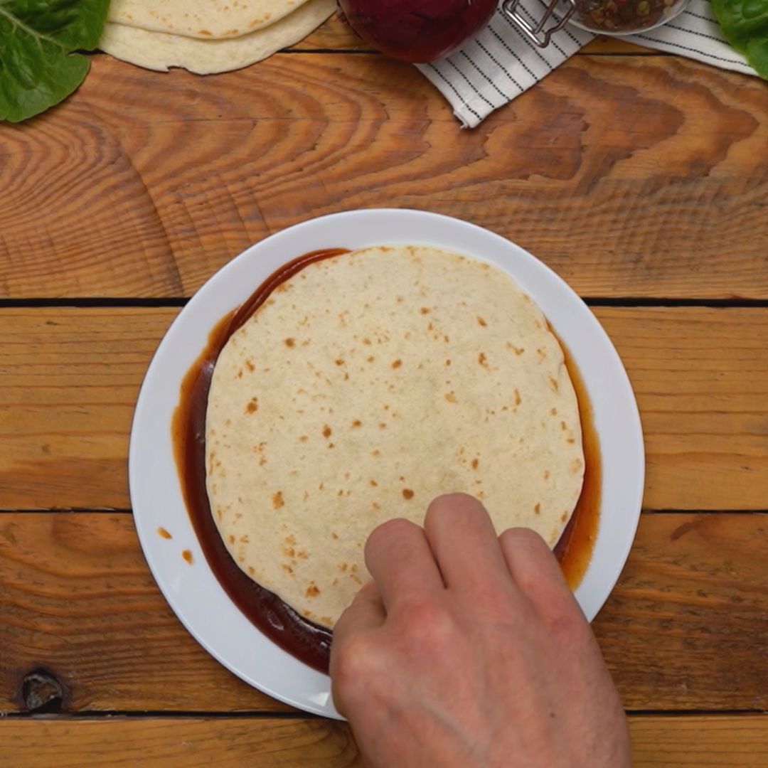 The base of the entire recipe are wheat tortillas.