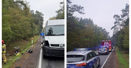 Wólka Kożuchowska: Dostawczak wjechał w rowerzystkę. Kobieta nie żyje