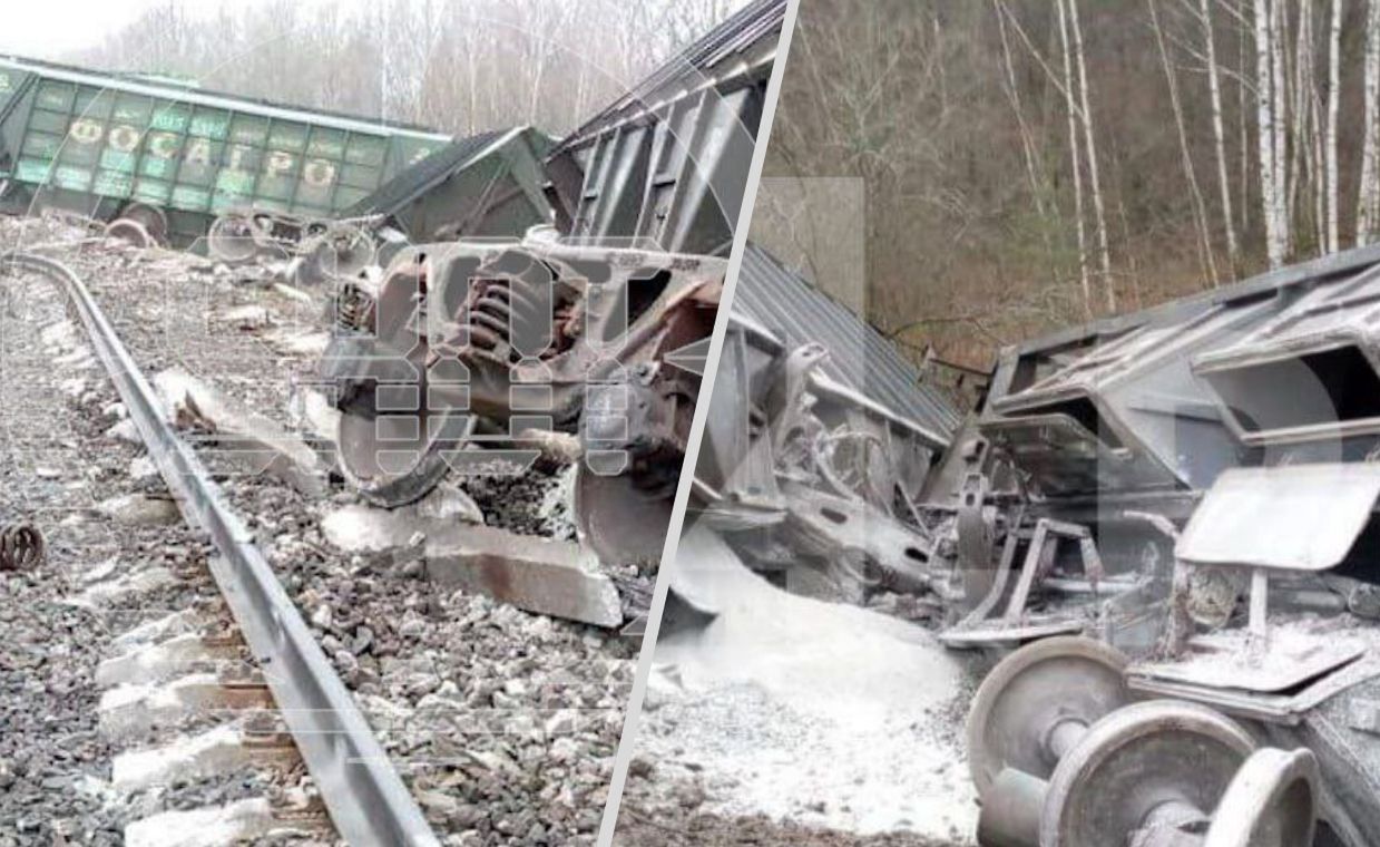 The derailment of nineteen freight train wagons