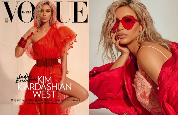 Kim Kardashian pozdrawia z okładki "Vogue'a"
